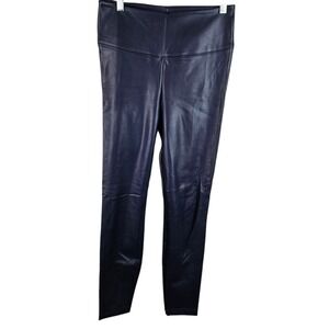 White House Black Market WHBM Runway Leggings Faux Leather Blue‎ Size 6